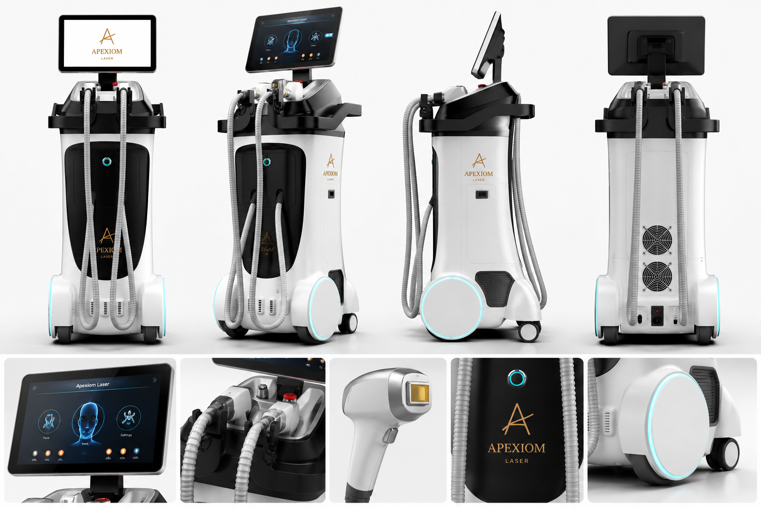 Front view of the Apexiom Laser branded device